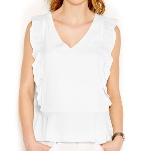 Bar lll white top ruffled peplum